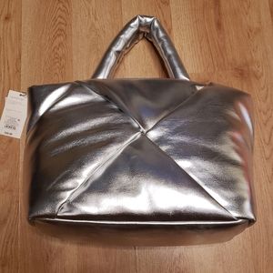 Silver puffy purse